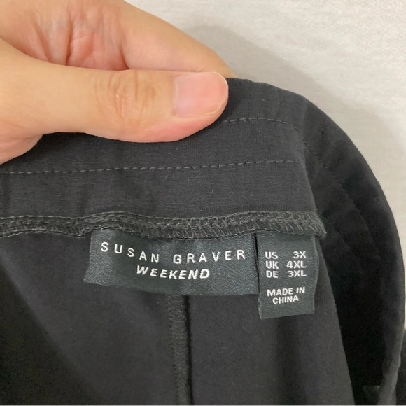 Susan Graver Black Soft Stretch Pull-on Cropped Pants size 3X - Picture 2 of 9